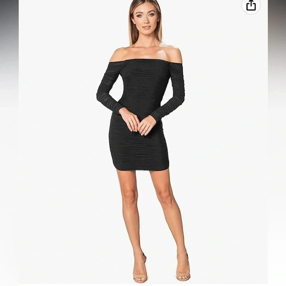 Dress The Population Dawn Ruched Off-the-Shoulder Dress girlhood core sheer goth - Picture 1 of 12